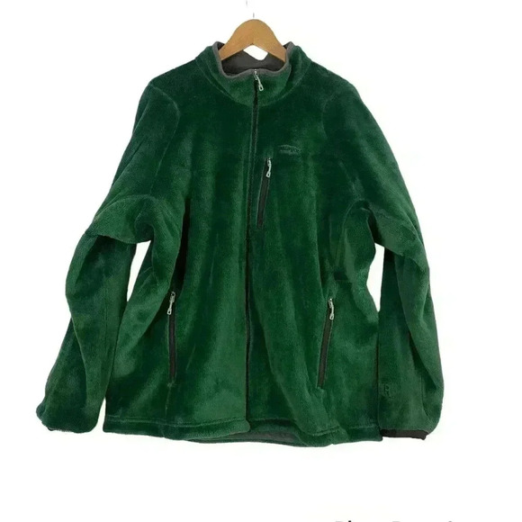 VTG Patagonia Green Deep Pile Fleece Full Jacket XL Mens Outdoor Zipped Pockets - Picture 1 of 16